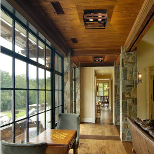 2 light farmhouse flush mount ceiling light wood rust flush mount