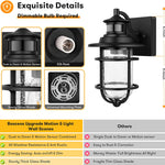 Black outdoor sensor light motion sensor detection outdoor lights with seeded glass shade