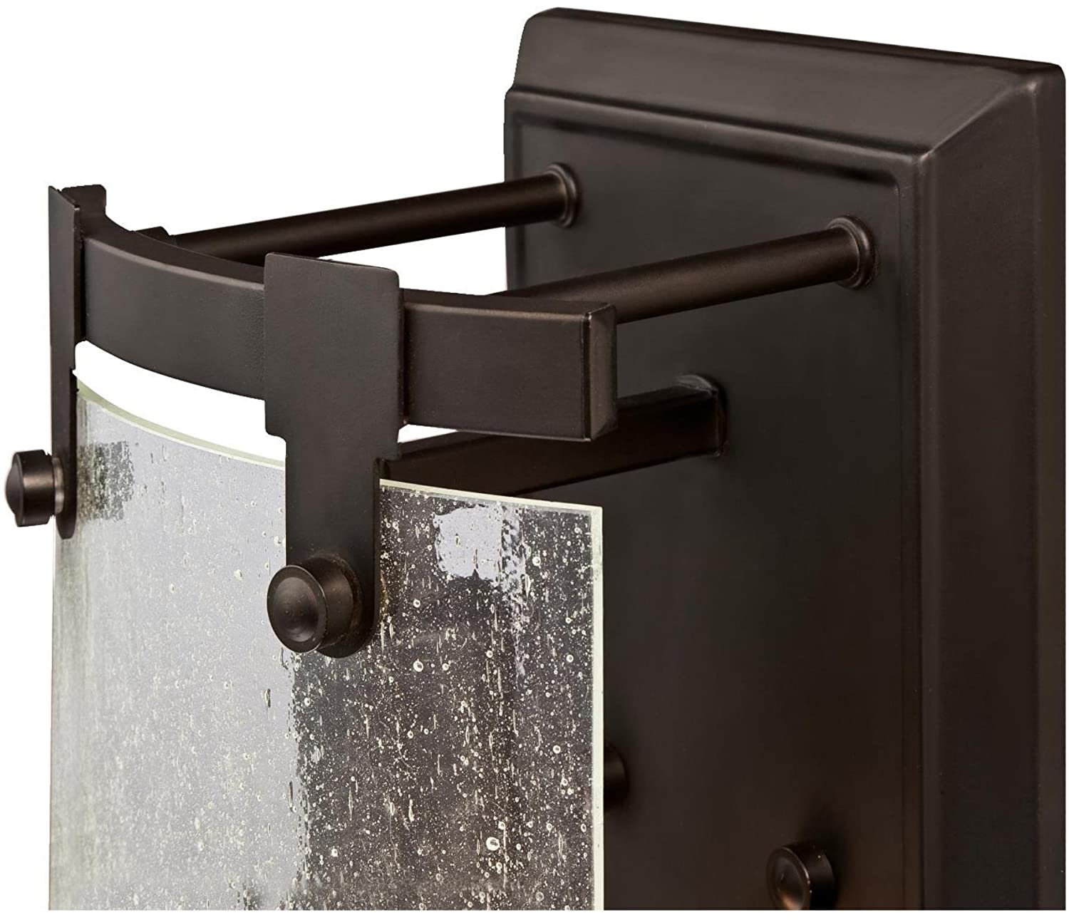 1 light indoor rubbed bronze wall sconce with clear seeded glass