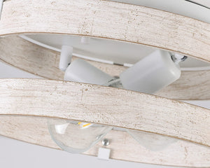 White flush mount ceiling light fixture 2 light wood drum ceiling lamp