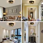 2 light vintage flush mount ceiling light fixture industrial ceiling lighting with gold finish