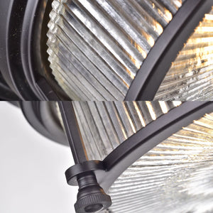 Industrial black metal glass flush mount ceiling light
