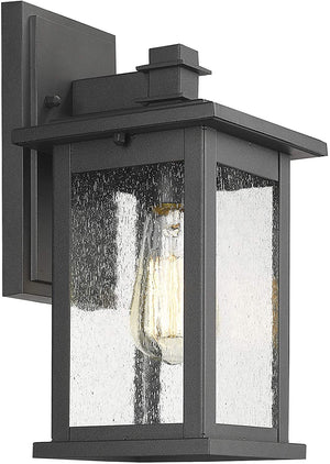 2 pack wall mount black sconce with clear seeded glass shade