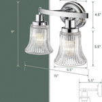 2 light wall light vanity glass shade wall light sconces with chrome finish