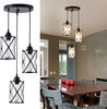 3 light black chandelier metal cage ceiling pendant light