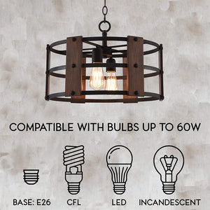 4 light modern farmhouse wood chandelier