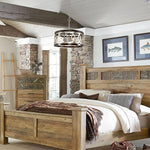 Wood and silver chrome chandelier farmhouse circle hanging pendant lamp