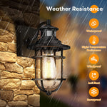 Black outdoor sensor light motion sensor detection outdoor lights with seeded glass shade