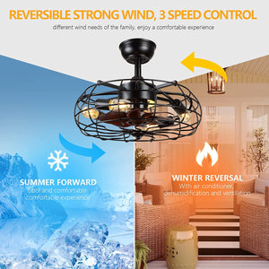 4 light caged ceiling fan with lights remote control black ceiling fan light