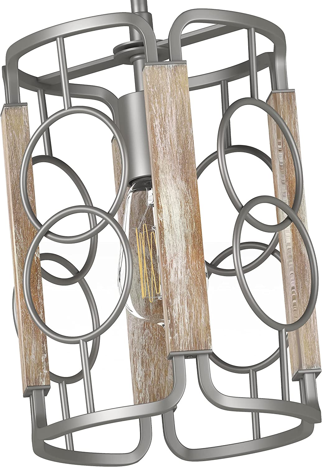 Vintage pendant lamp cage rust wood pendant light fixture