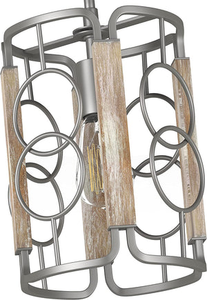 Vintage pendant lamp cage rust wood pendant light fixture