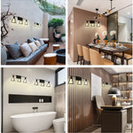 3-Light Bathroom Wall Sconce Lighting Over Mirror black triangle wall mounted light fixture