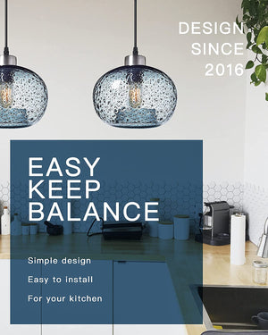 Blown glass pendant light fixture blue pendant lamp