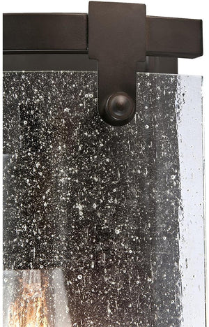 1 light indoor rubbed bronze wall sconce with clear seeded glass