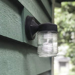 Jelly jar glass wall sconce