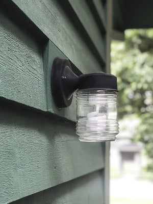 Jelly jar glass wall sconce