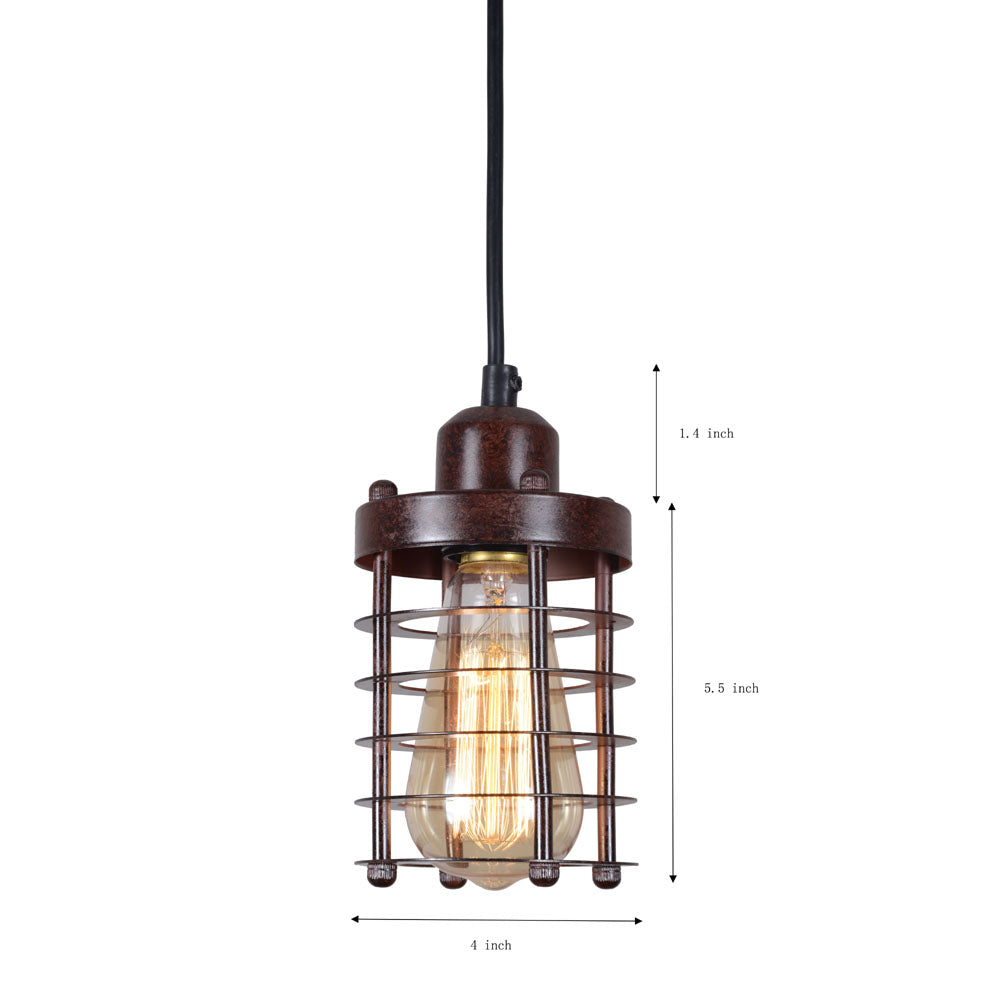 Rustic wire cage pendant light fixture mini pendant lights