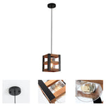 Black wood pendant light, island hanging light fixture with bubble glass shade