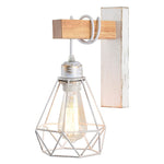 White cage Wall Lights Farmhouse wood Vintage Wall Mount Light Fixture