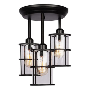 3 light glass ceiling pendant light industrial black pendant lamp