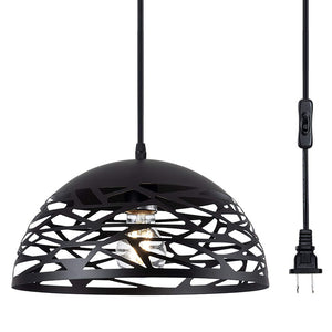Modern black hanging light plug in pendant light fixture
