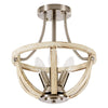 Farmhouse semi flush pendant light vintage chandelier with wood and nickel finish