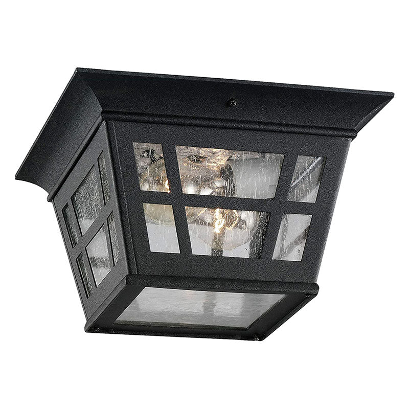 Cast Aluminum Outdoor Ceiling Lighting fixture with glass shade black ceiling lamp