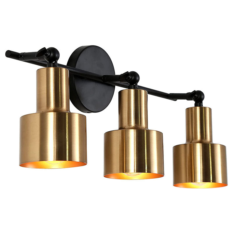 3 Light black and gold wall lights modern adjustable brass wall fixture