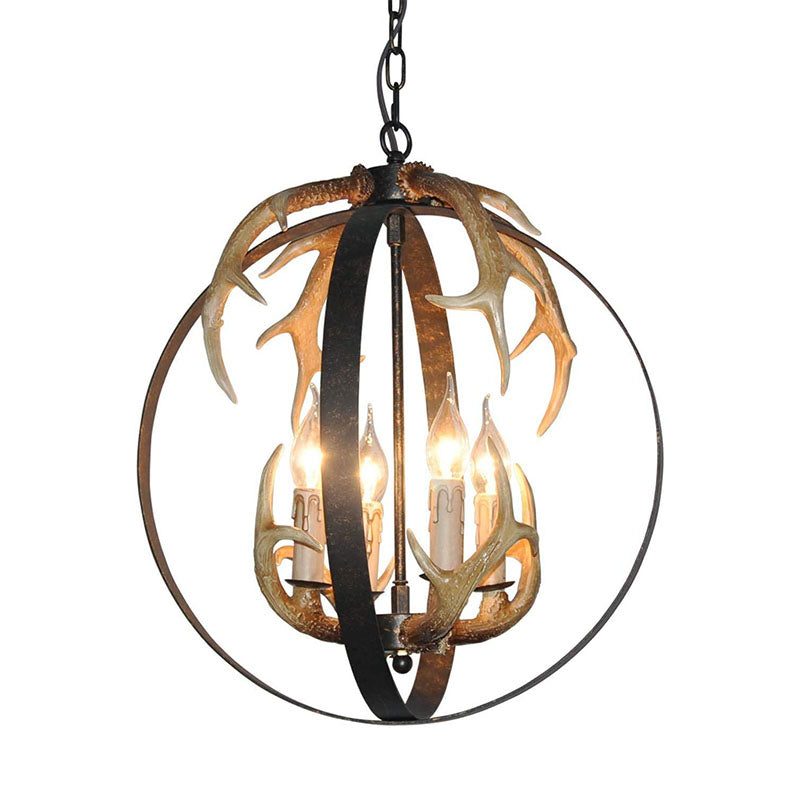 Globe antler light fixtures farmhouse black pendant lamp