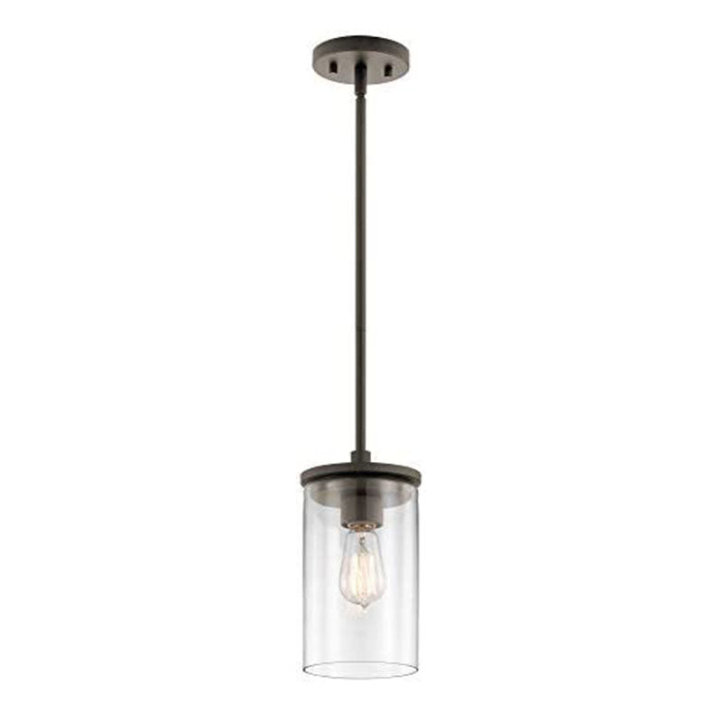 Black mini pendant light fixture cylinder glass pendant lighting