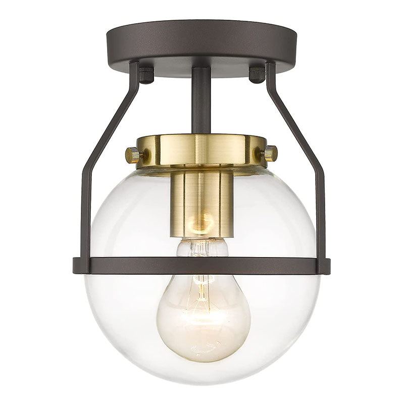 Industrial Semi Flush Mount Ceiling Light  globe glass Close to Ceiling Lighting Fixture