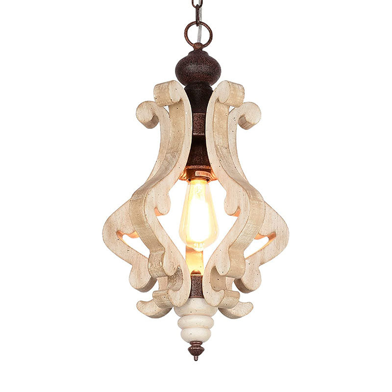 Farmhouse wood chandelier industrial swag pendant lighting fixture