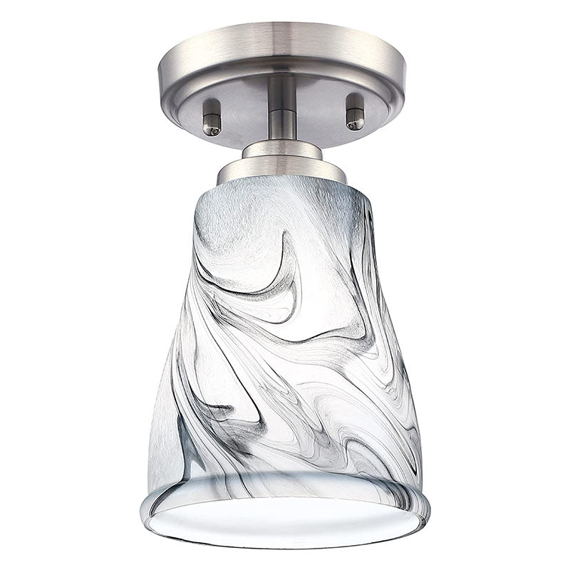 Mini Semi Flush Mount Glass Ceiling Light art glass ceiling lamp with nickel finish