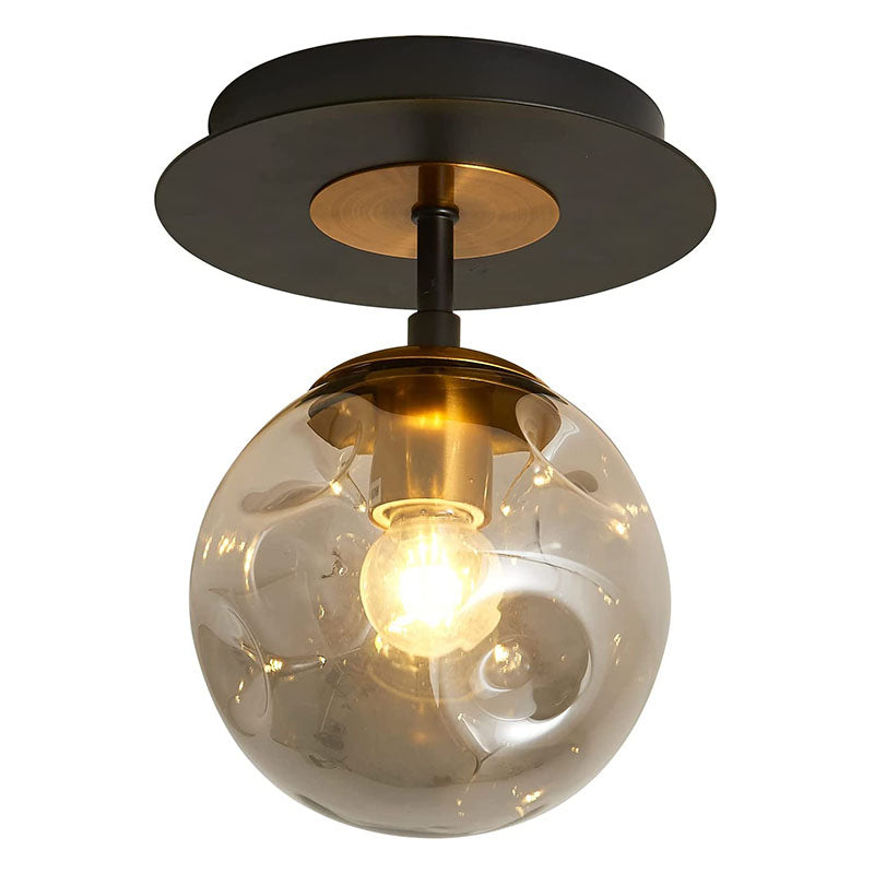 Mini globe glass ceiling light industrial balck semi flush mount ceiling light fixture
