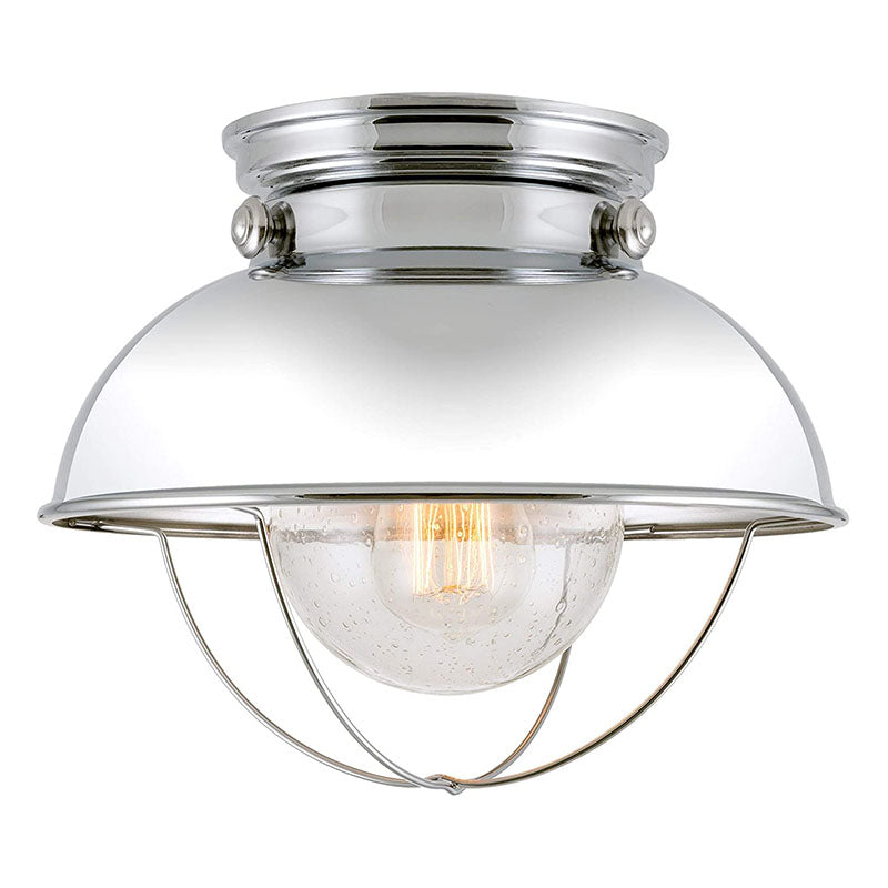 Farmhouse Flush Mount Ceiling Light industrial chrome ceiling lamp with glass shade