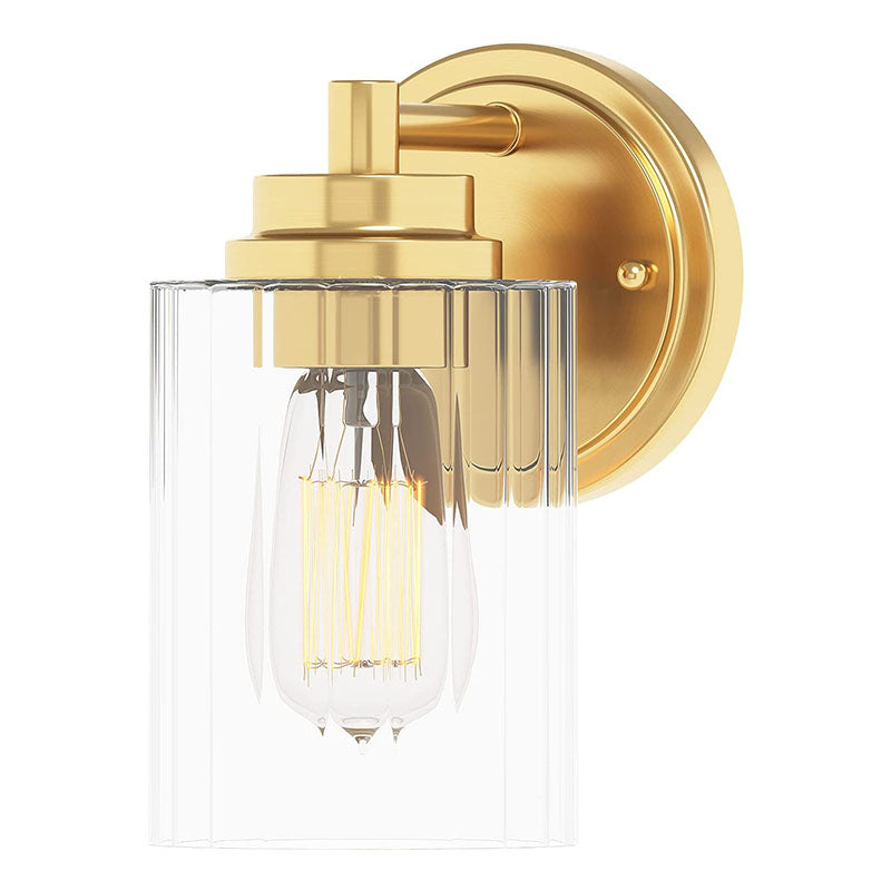 1-Light golden wall light sconces Cylinder Glass wall lamp