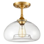 Mid Century Fluch Mount Light Fixture globe glass ceiling lamp with brass finish