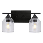 2-Light black wall sconce lighting industrial wall lamp with glass shade