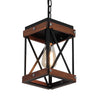 Farmhouse square wood pendant lighting for kitchen island black cage pendant light