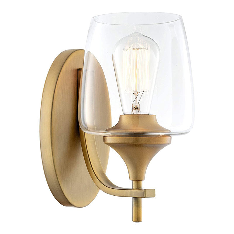 Modern wall lighting fixture single glass home wall sconce with brass finish
