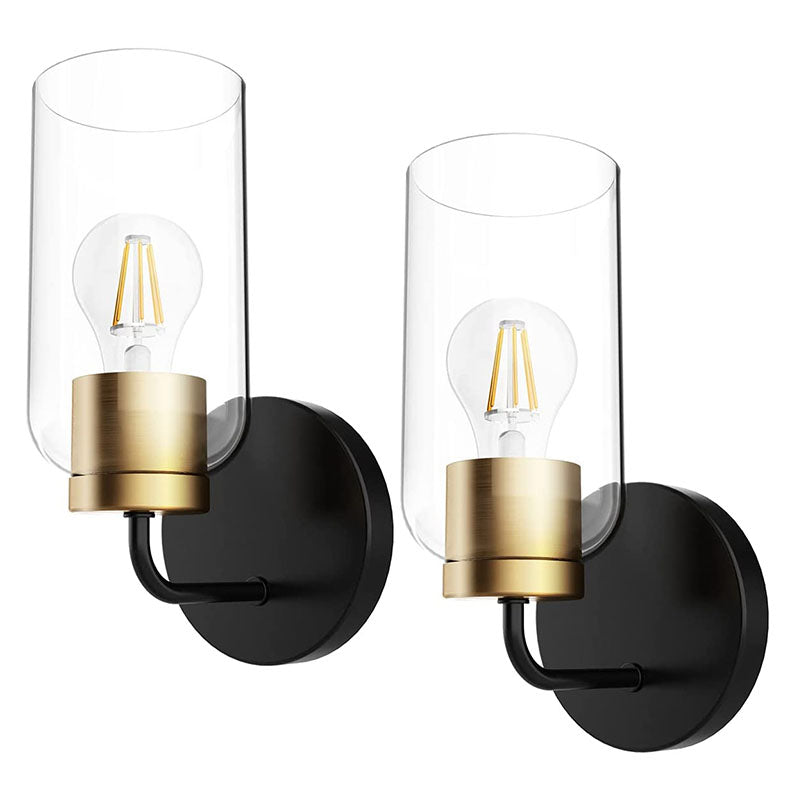 2 pack brass wall sonce black glass wall lighting fixture