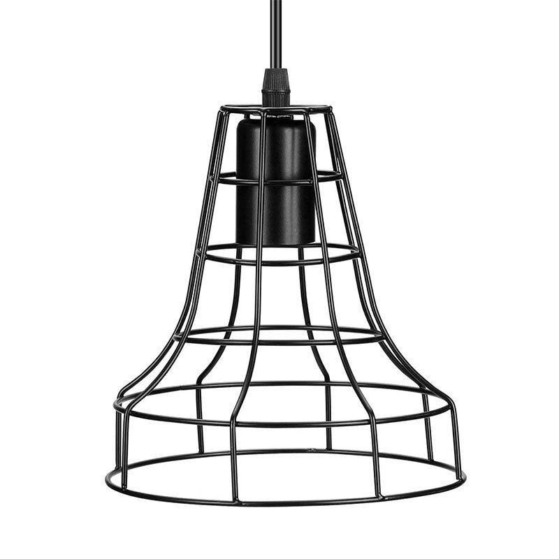 Black industrial pendant light cage hanging light
