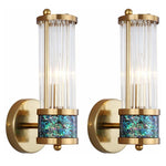 2 Pack wall lights for bedroom Cyilndrical wall sconce With Glass shade