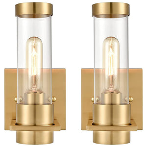 2 Pack modern wall light kitchen brass Cylindrical Glass gold wall lamp