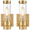2 Pack modern wall light kitchen brass Cylindrical Glass gold wall lamp