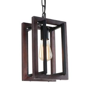 Rust square farmhouse pendant light fixture wood island chandelier