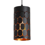 Black cylindrical pendant light mini industrial hanging lighting fixture