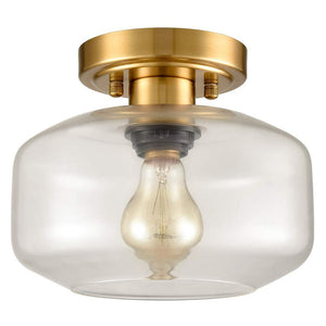 Modern  Semi flush Ceiling Light fixture glass ceiling lamp with brass finish