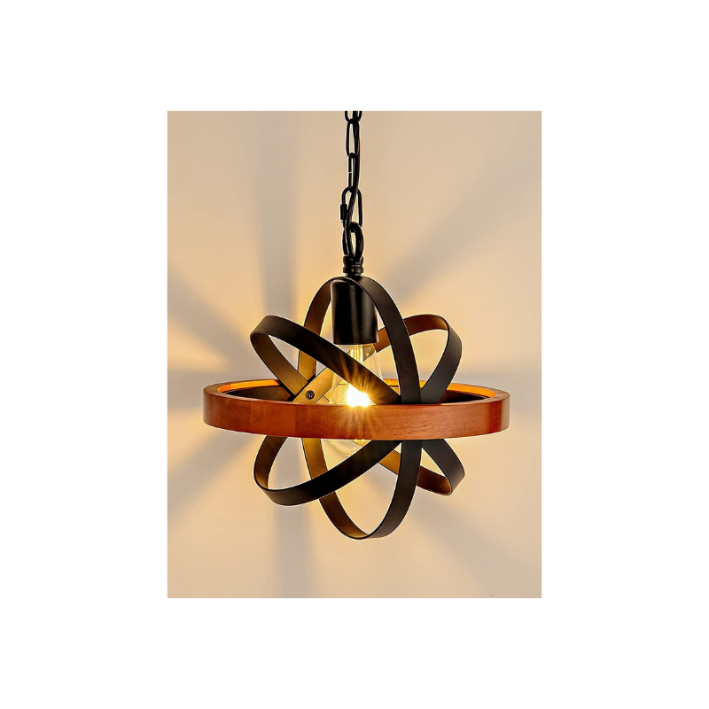 Globe industrial chandelier wood industrial kitchen lighting