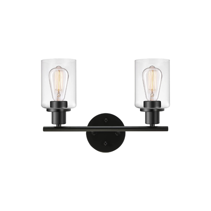 2 light vanity lighting fixtures black glass modern wall sconce fixture